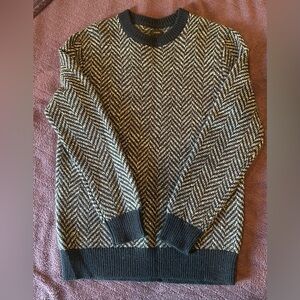 J. Crew Black and White Crewneck Sweater with Textured Design